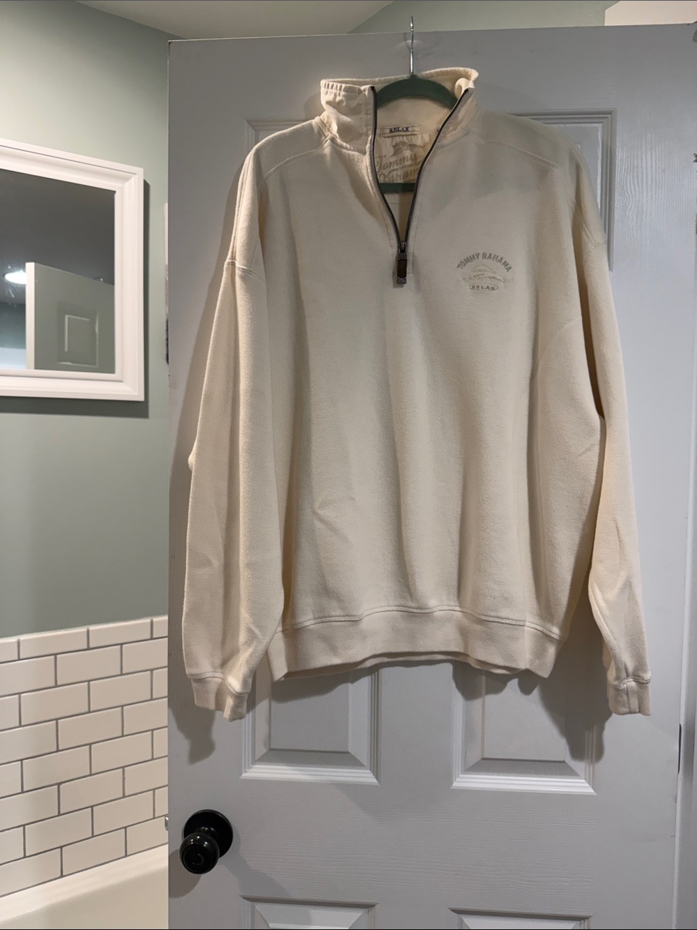 Tommy Bahama Men’s Cream Half-Zip Pullover Sweater